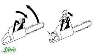 واکنش و فعال شدن ترمز زنجیر دستگاه اره فعال شدن ترمز زنجیر اره موتوری+activate chain brake
