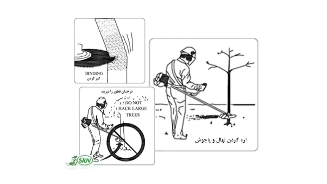 عکسی از برش درختان با تیغه علف زن