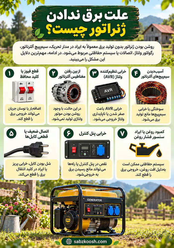 چرا ژنراتور برق نمیدهد؟